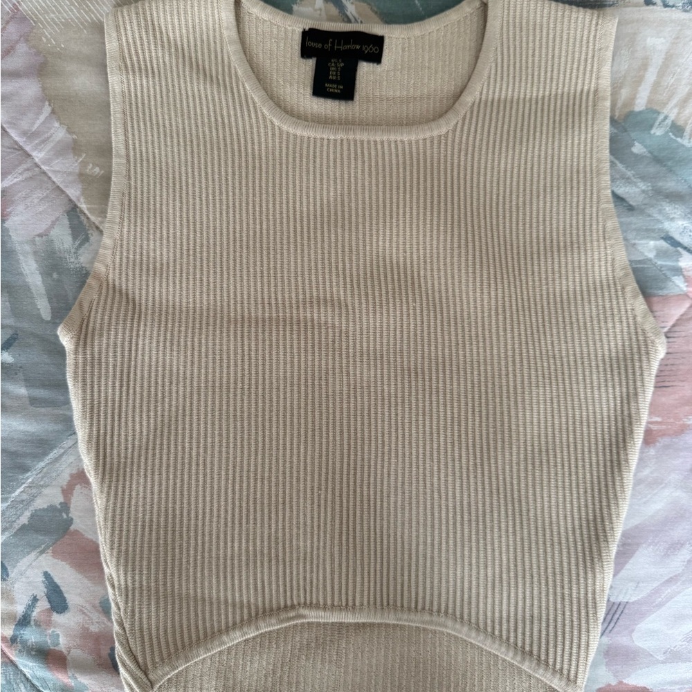 Women's Cream Ribbed Top
